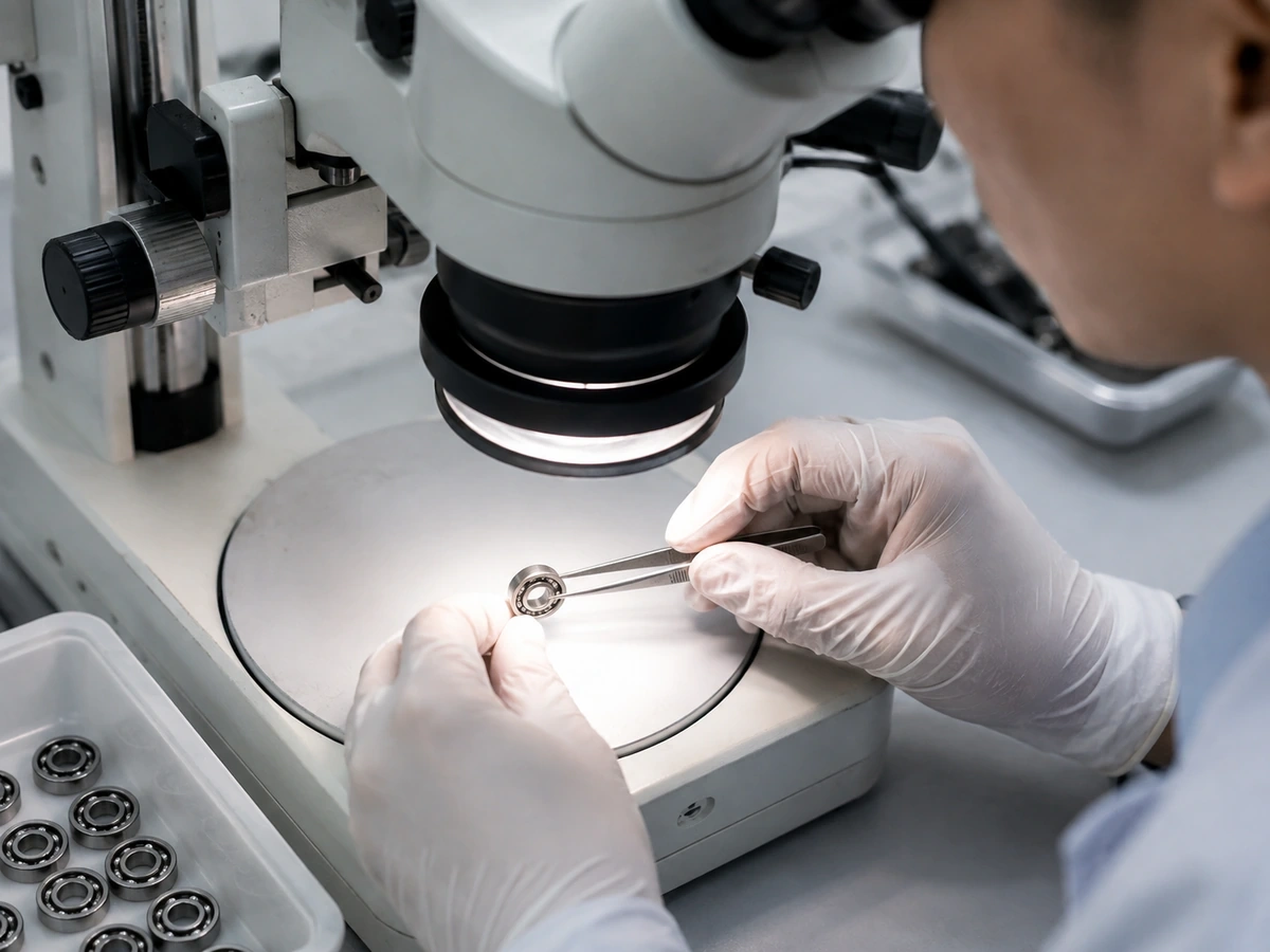 Technical macro inspection example for a miniature steel bearing